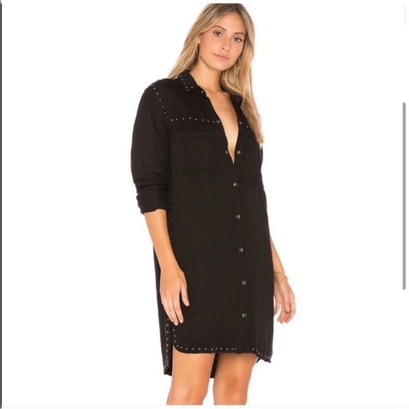 RAILS Bowie Black Button Down Shirt Dress Jacket Pockets Sz S - Picture 2 of 16